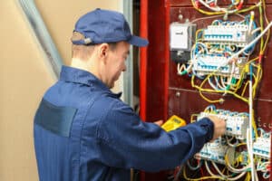 electrician checking voltage