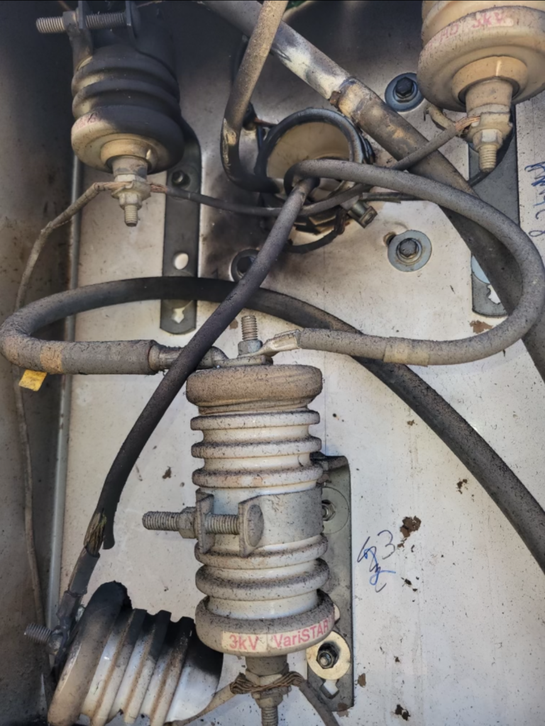 Expended lightning arrester